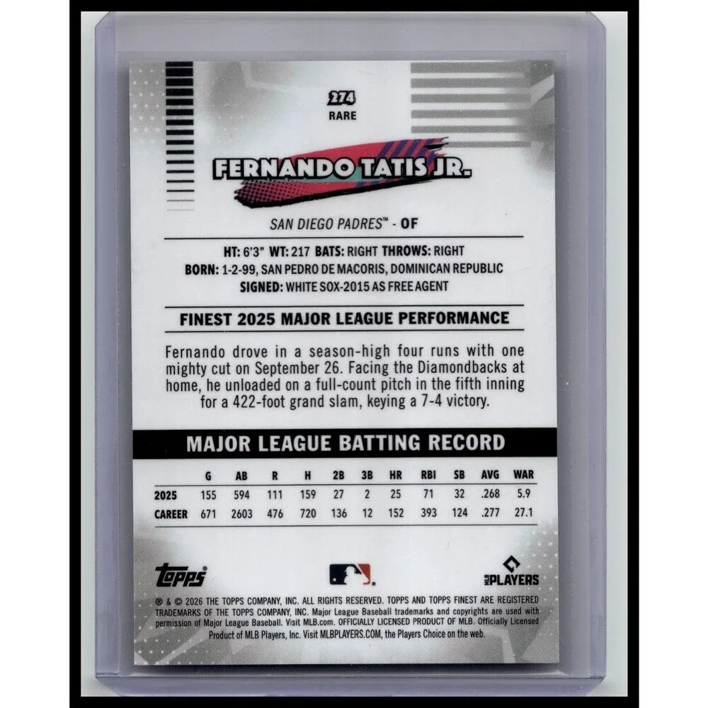 2026 Finest Fernando Tatis Jr. #274 San Diego Padres Base